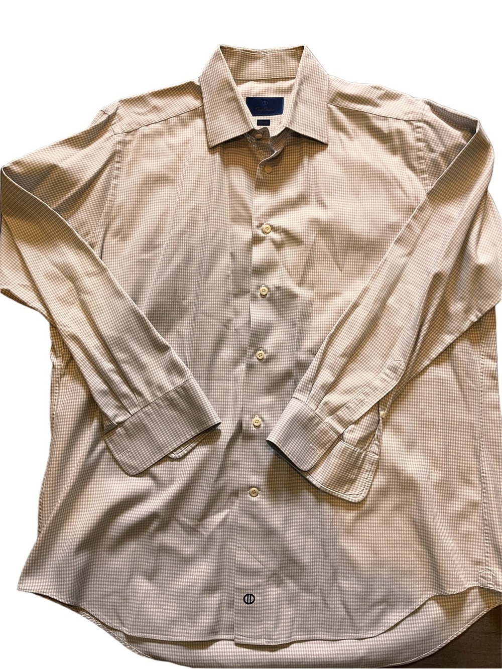 David Donahue cotton grey check dress shirt